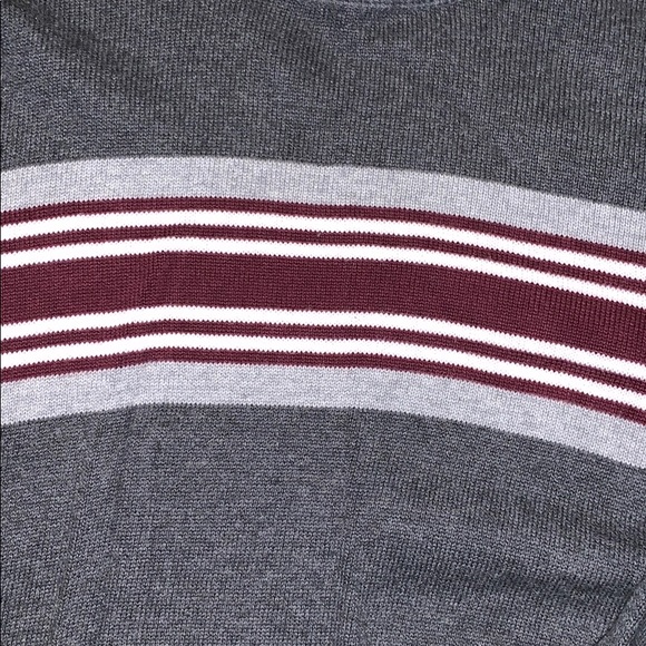 Gray Sweater with Maroon Stripe on Chest - Picture 2 of 3